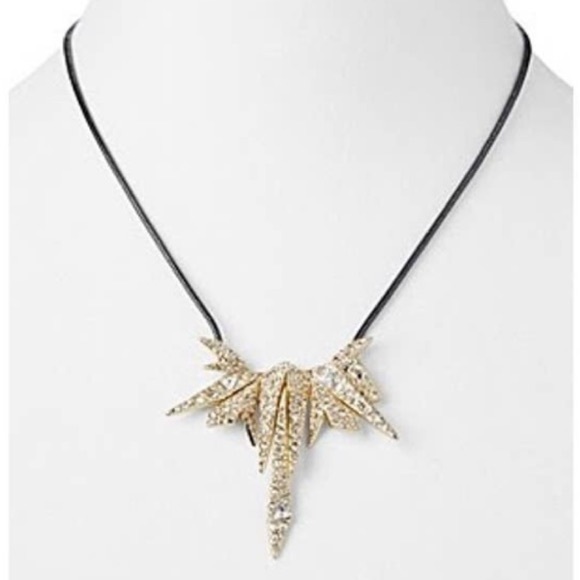 Alexis Bittar Golden Crystal Encrusted Spiked Origami Shards Bib Necklace - Picture 9 of 10